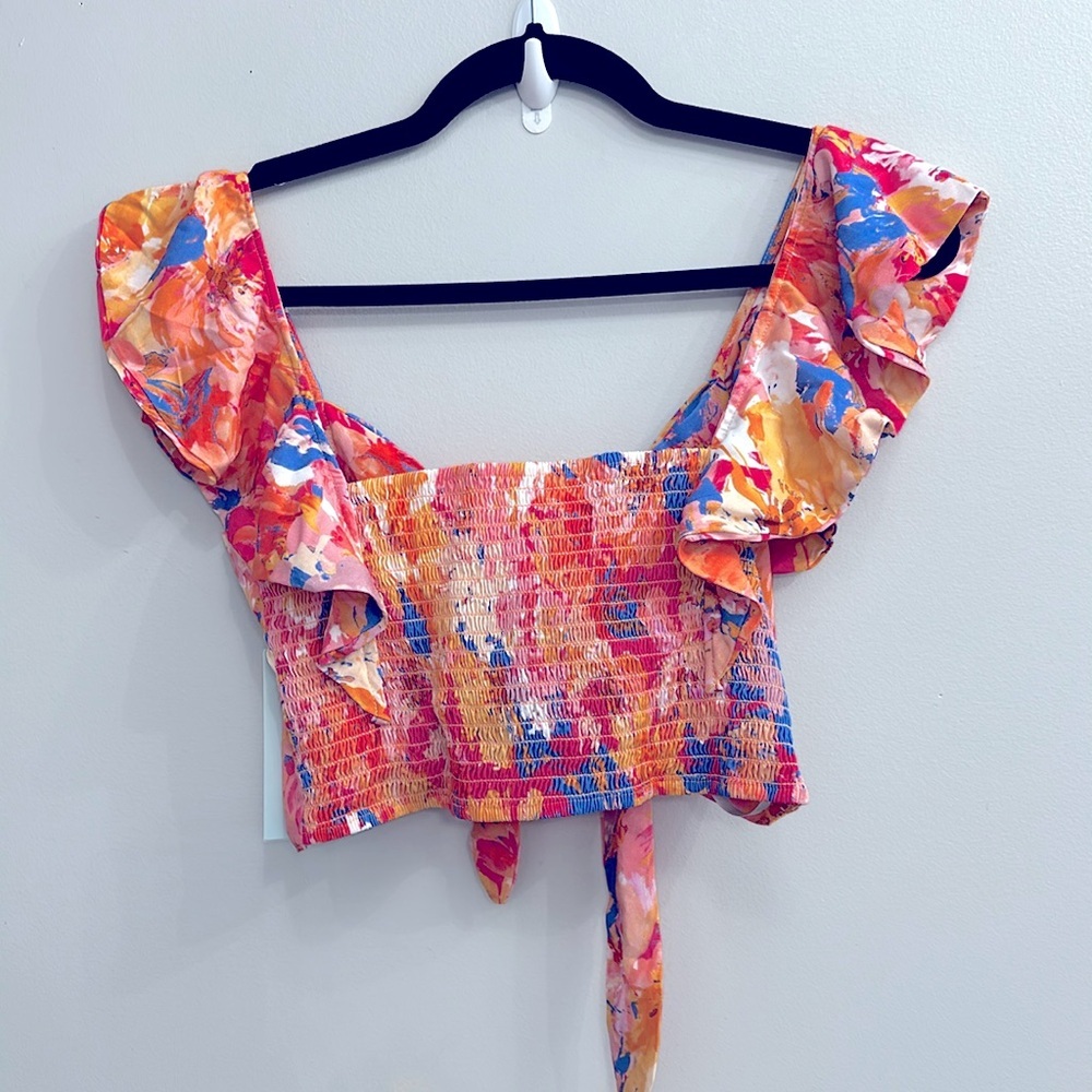 Maaji Womens Supernova Peplum Beachwear Crop Top Floral Ruffle Crop Top — image 8 of 8